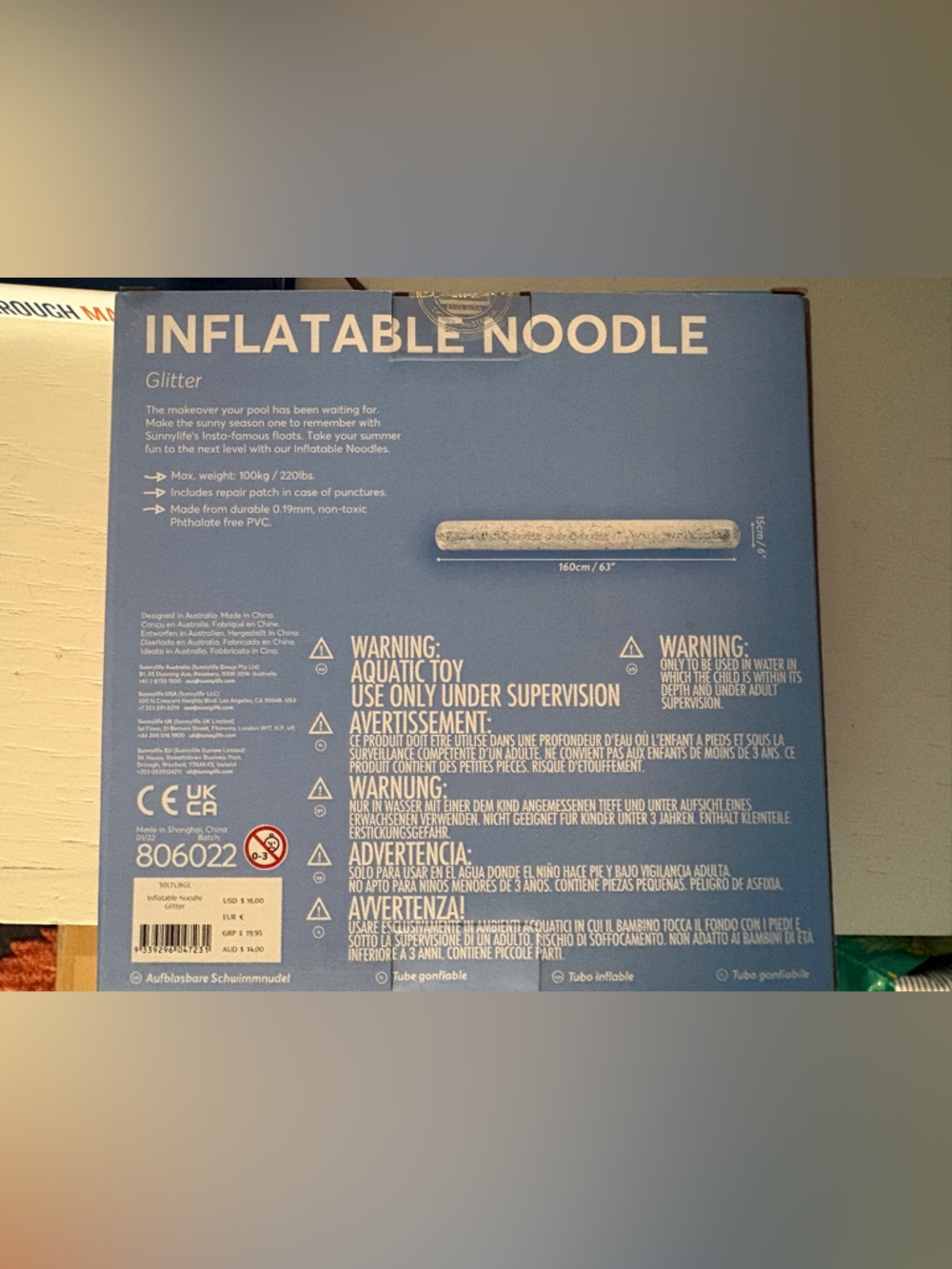 SunnyLife Inflatable Glitter Noodle - Picture 2 of 2